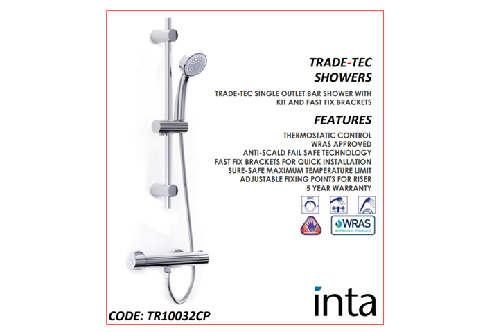 Bộ sen tắm cây đơn có thanh điều chỉnh nhiệt độ (Trade-Tec Single Outlet Bar Shower - TR10032CP)