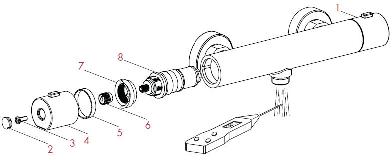 Thứ tự hiệu chỉnh van vòi sen tắm TR20017CP